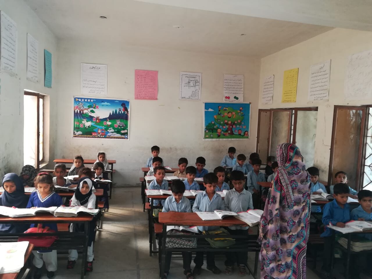 Students learning in a classroom