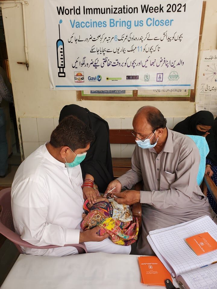 Child receiving an immunization