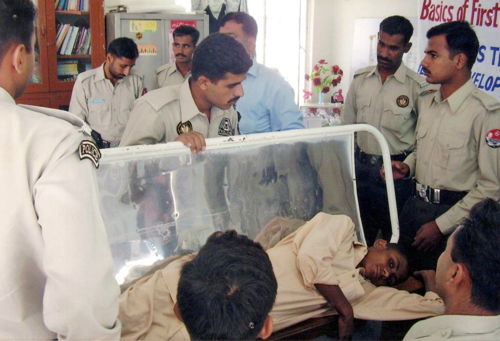 Participants taking part in practical first-aid training